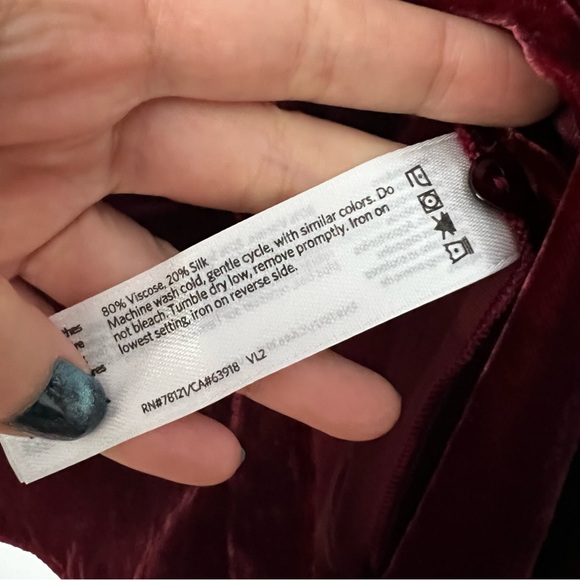 NWT Eileen Fisher Dark Cranberry Velvet Tunic Button Down Blouse Small - Picture 12 of 13